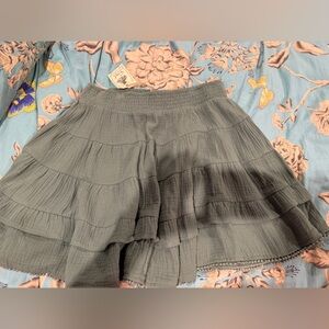 Easel Olive Green Smocked Skirt
